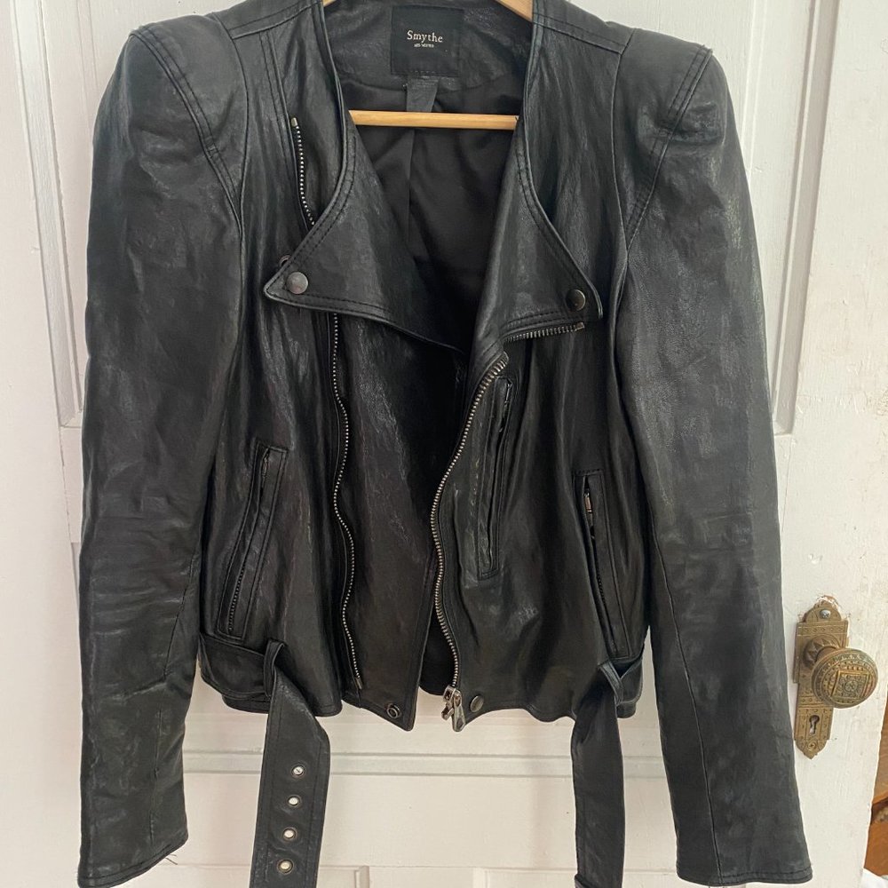 Smythe Pagoda Lambskin Black Leather Jacket - Picture 2 of 8